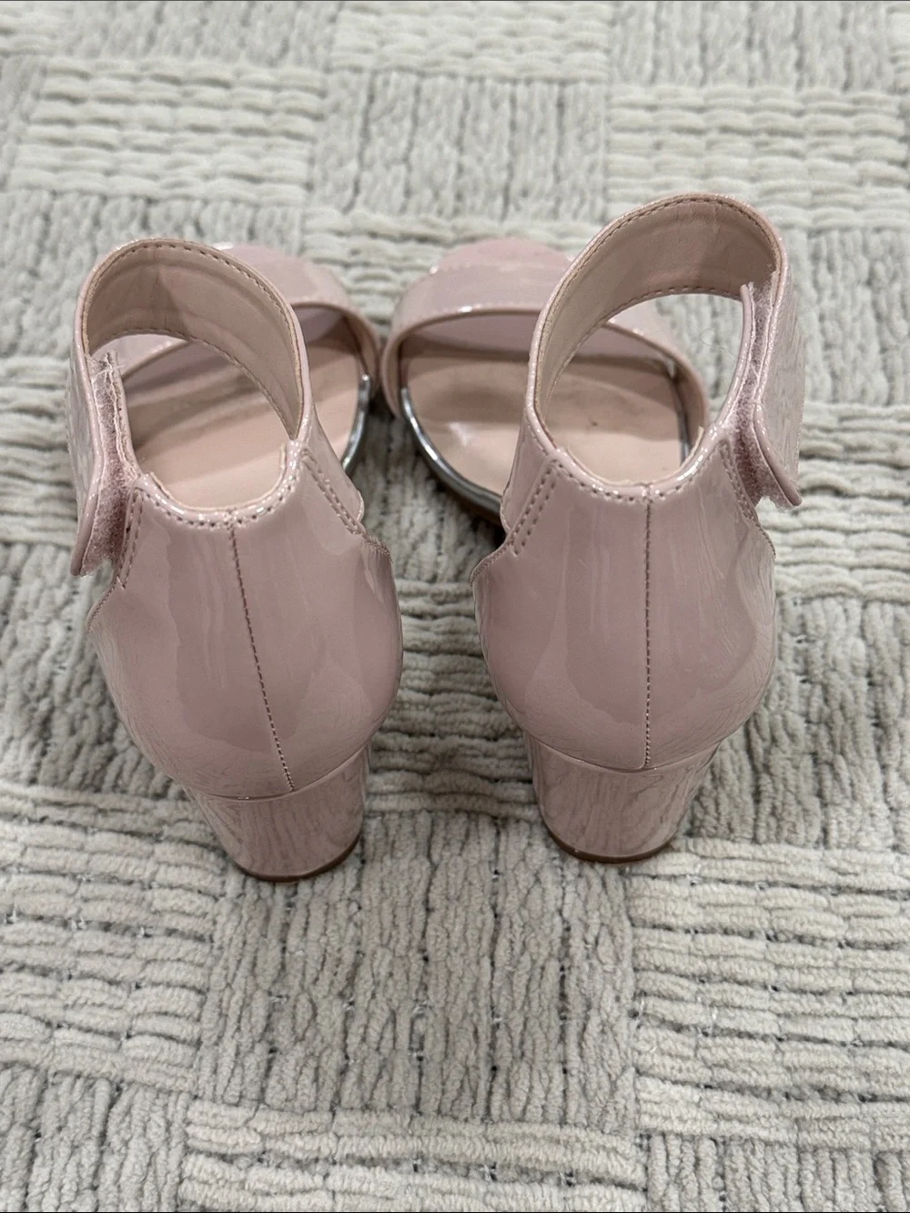Girls Blush Pink Block Heel Sandals